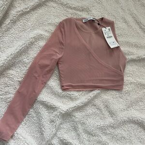 NWT ZARA One shoulder mesh crop top